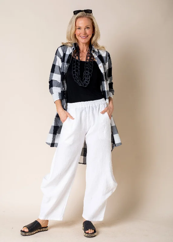 Shyla Linen Pant in White Formal Linen Trousers