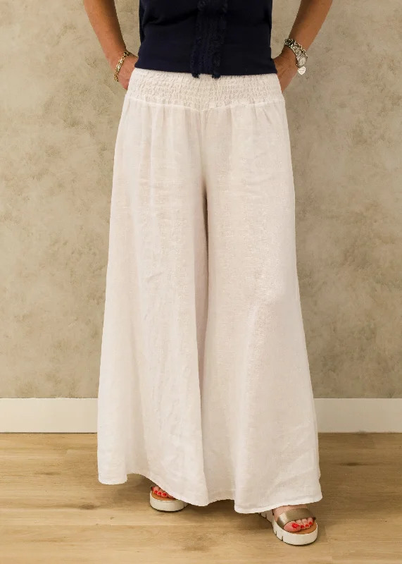Diana Linen Pant in White Formal Wide-Leg Pants