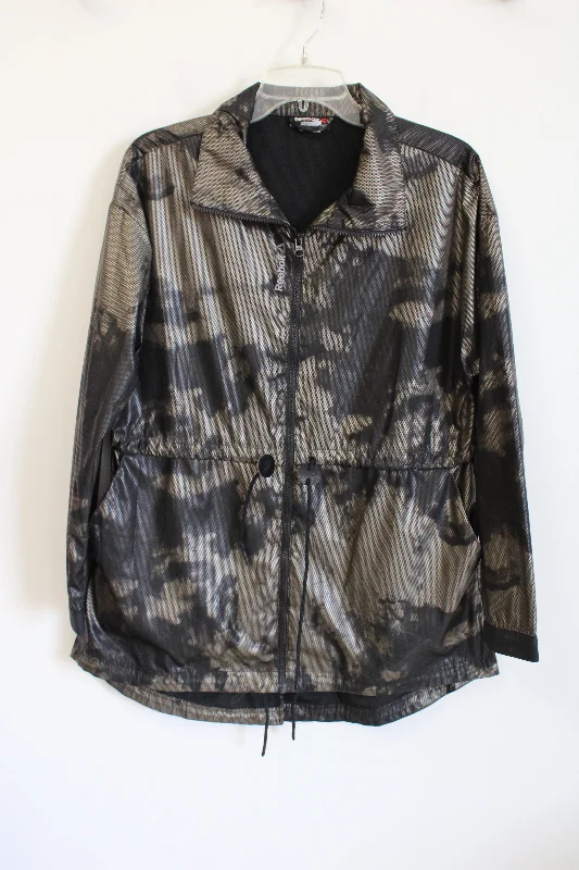 Reebok Black & Gold Lightweight Jacket | S Welt Pockets Slit Pockets Flap Pockets