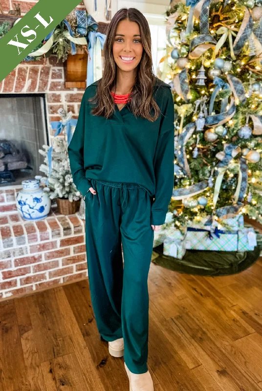 The Blair Pants Set in Hunter Green Modern Stretch Trousers