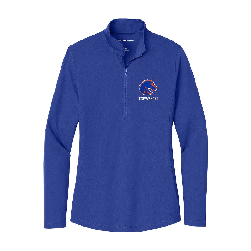 Boise State - NCAA Women's Gymnastics : Julia Krzywanski - Women's Lightweight Quarter Zip Jacket Welt Pockets Slit Pockets Flap Pockets Boise State - NCAA Women's Gymnastics : Julia Krzywanski - Women's Lightweight Quarter Zip Jacket Welt Pockets Slit Pockets Flap Pockets