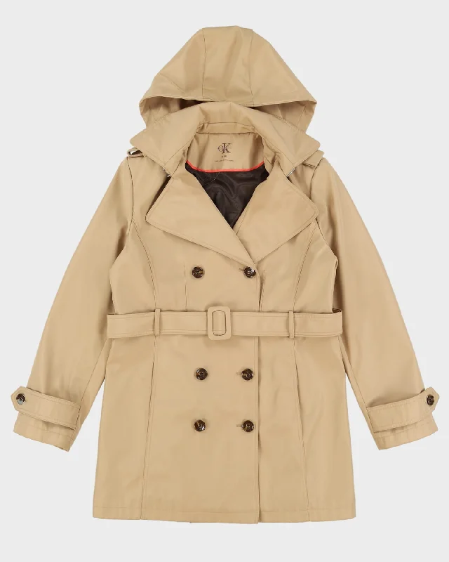 Calvin Klein Beige Mac Jacket -  S Welt Pockets Slit Pockets Flap Pockets