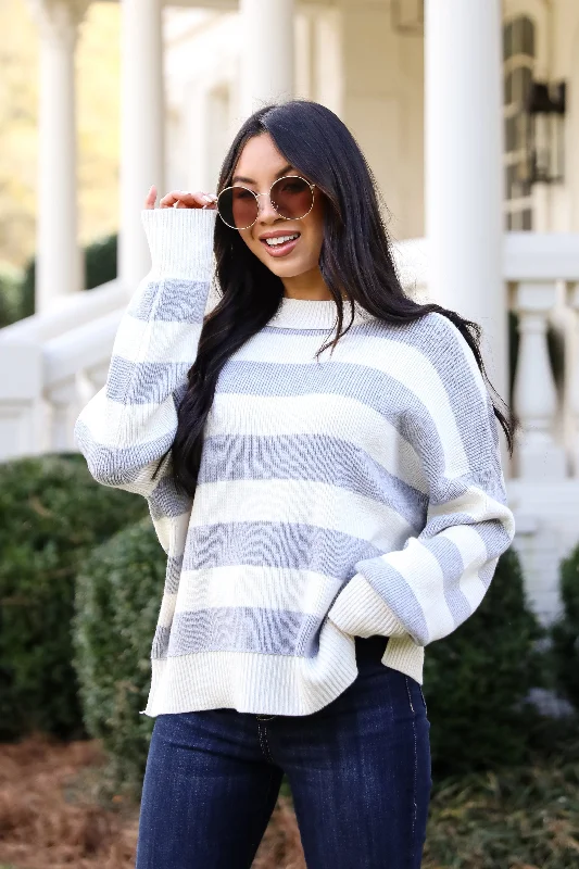 FINAL SALE - Coveted Coziness Heather Grey Oversized Striped Sweater Knit Fabric Woven Fabric Fleece Fabric FINAL SALE - Coveted Coziness Heather Grey Oversized Striped Sweater Knit Fabric Woven Fabric Fleece Fabric