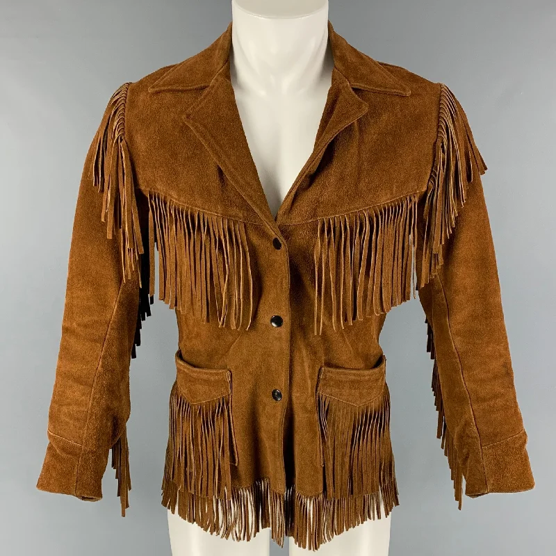 PARKER Size M Cognac Fringe Western Jacket Anorak Shell Jacket Lightweight Jacket