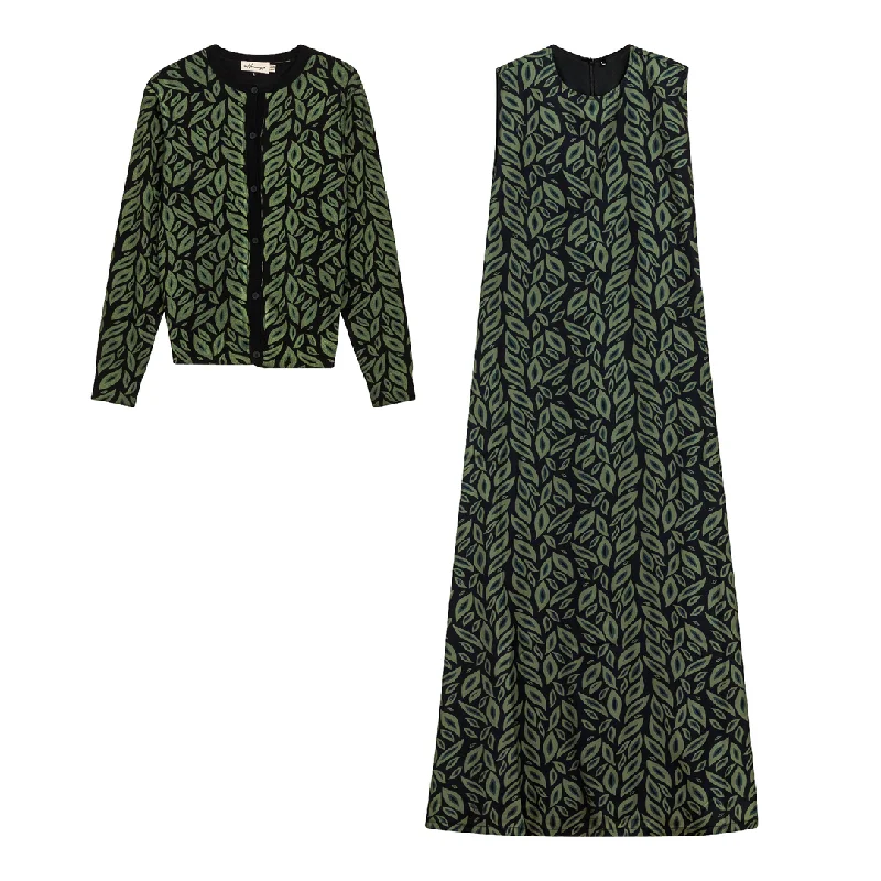The Norway Club Print Jumper Sweater Set Solid Print Embellished