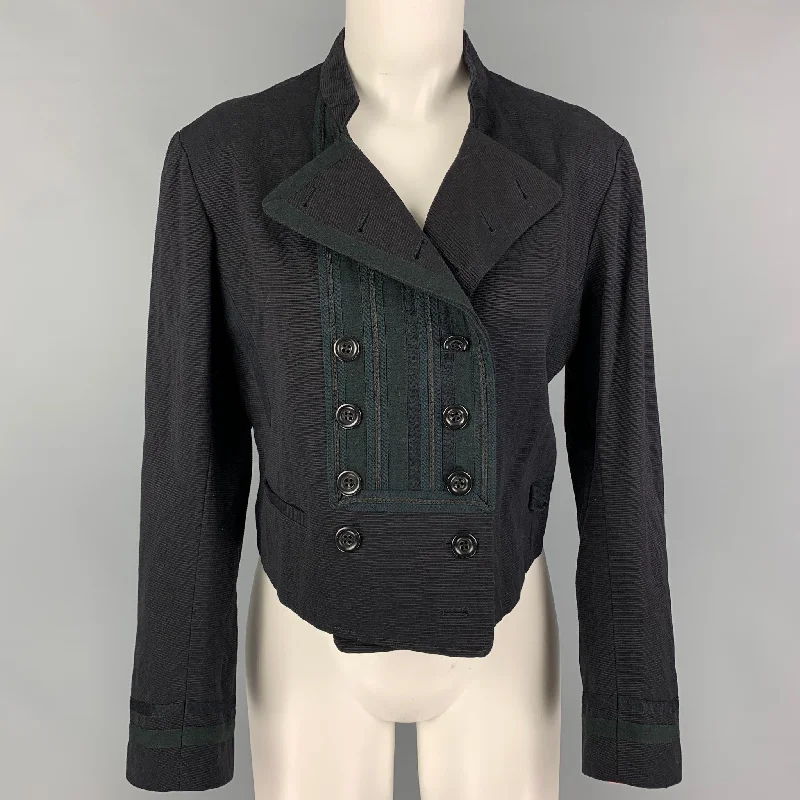 DRIES VAN NOTEN Size M Black Cotton Blend Double Breasted Jacket Insulated Jacket Fitted Jacket Loose Jacket DRIES VAN NOTEN Size M Black Cotton Blend Double Breasted Jacket Insulated Jacket Fitted Jacket Loose Jacket