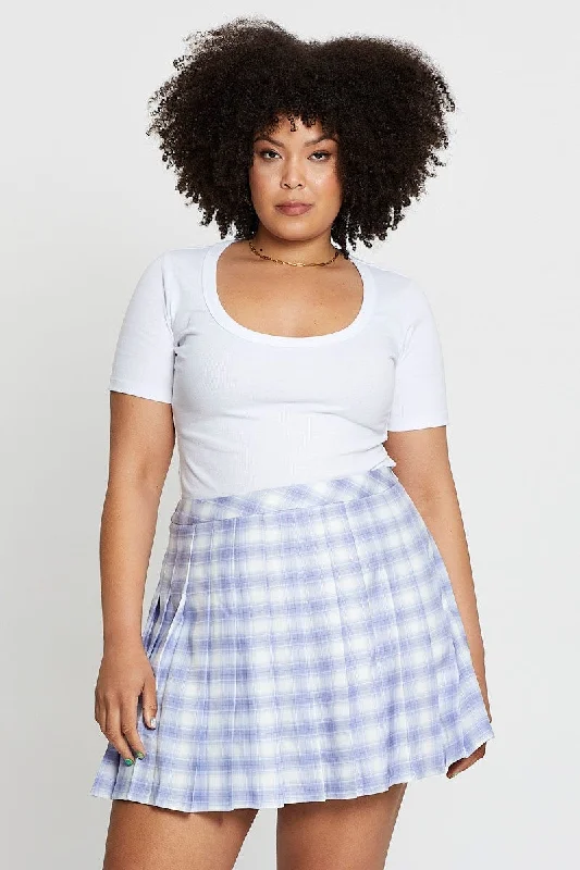 Check High Waist Tennis Skirt wool skirt sturdy