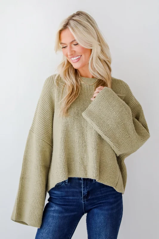 FINAL SALE - Signature Poise Green Sweater Ribbed Striped Patterned