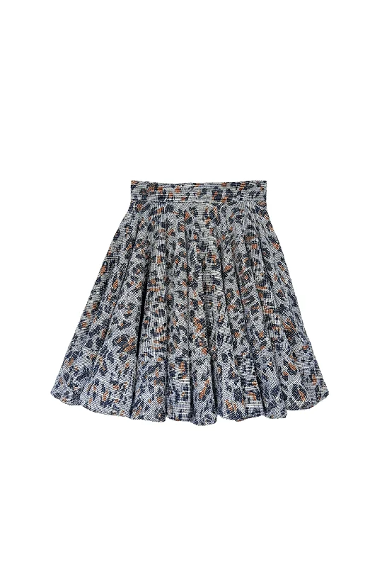 Buru x Val Mini Lucinda Circle Skirt - Navy Cheetah chiffon skirt lightweight