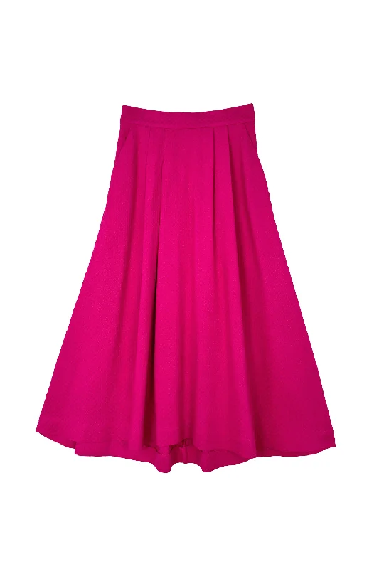 SAMPLE - Flat Front Everyday Skirt - Fuschia Dot belted skirt waist