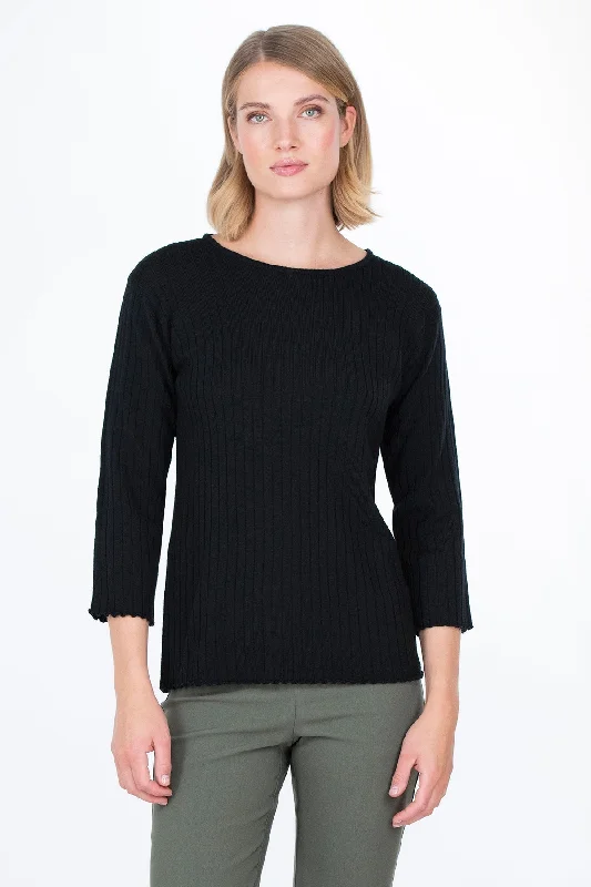 Käpy Knitted Sweater Black Long Sweater Short Sweater Cropped Sweater