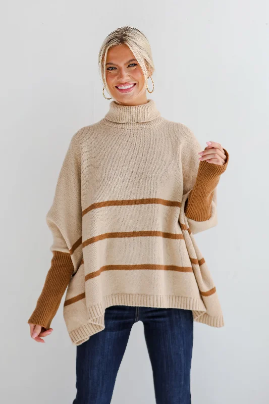 FINAL SALE - Sweetest Joy Oversized Striped Turtleneck Sweater Denim Fabric Leather Fabric Suede Fabric FINAL SALE - Sweetest Joy Oversized Striped Turtleneck Sweater Denim Fabric Leather Fabric Suede Fabric