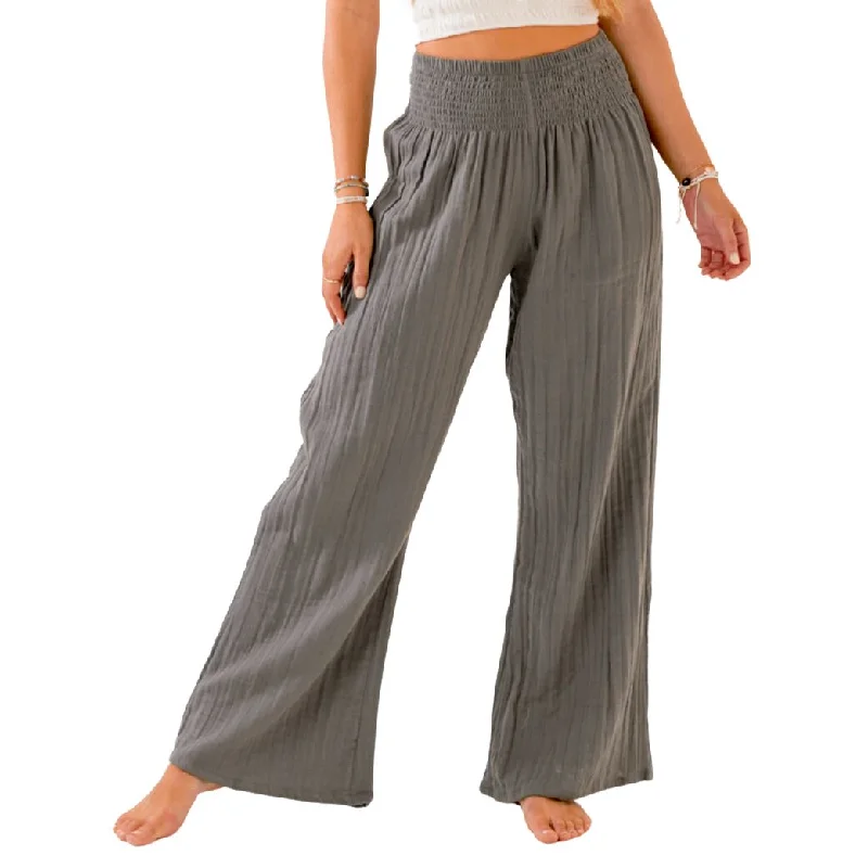 Granite Wide Leg Cotton Pants Cozy Fitted Pants