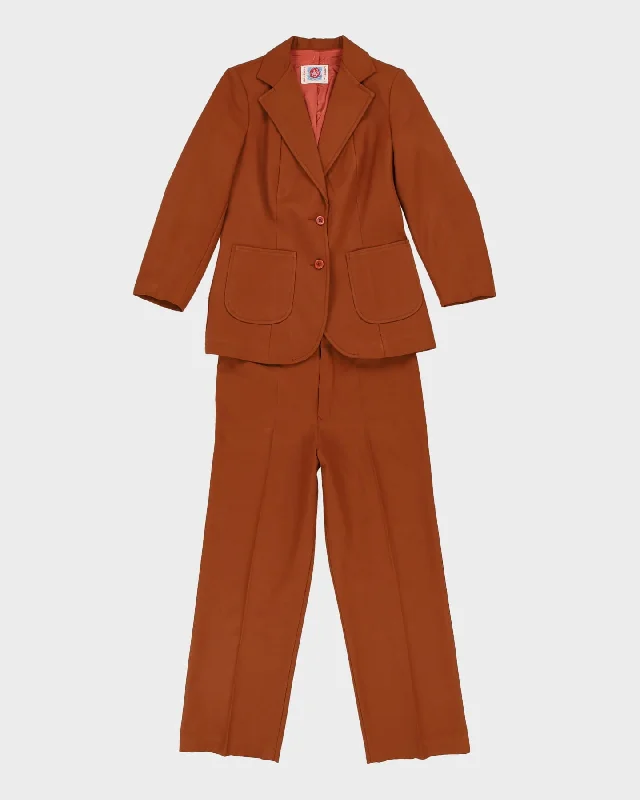 Vintage 1970s Brown Trouser And Jacket Suit -S Zippered Front Buttoned Front Snap Front Vintage 1970s Brown Trouser And Jacket Suit -S Zippered Front Buttoned Front Snap Front