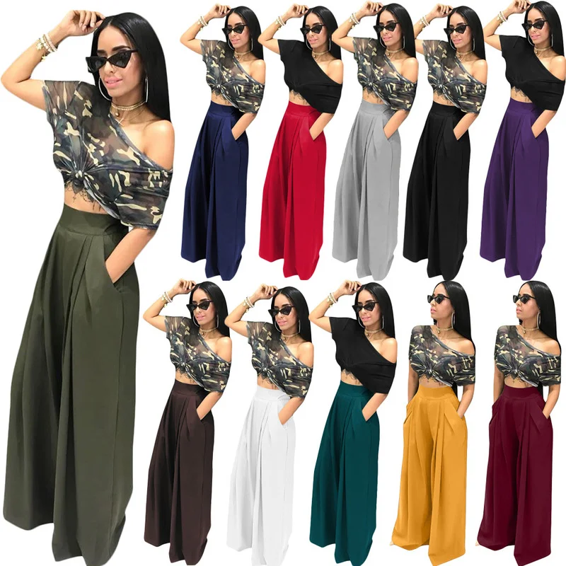 Wholesale fashion personalized speaker pants wide leg casual pants（CL9329） Classic Chino Pants