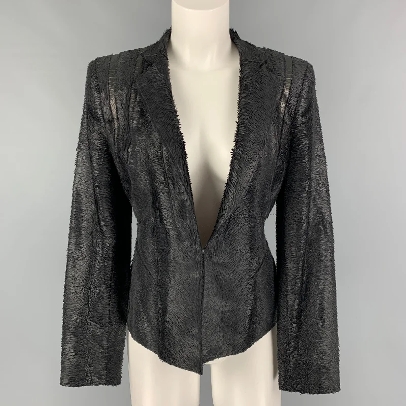 HERVE LEGER Size S Black Textured Jacket Blazer Wool Fabric Cashmere Fabric Tweed Fabric HERVE LEGER Size S Black Textured Jacket Blazer Wool Fabric Cashmere Fabric Tweed Fabric