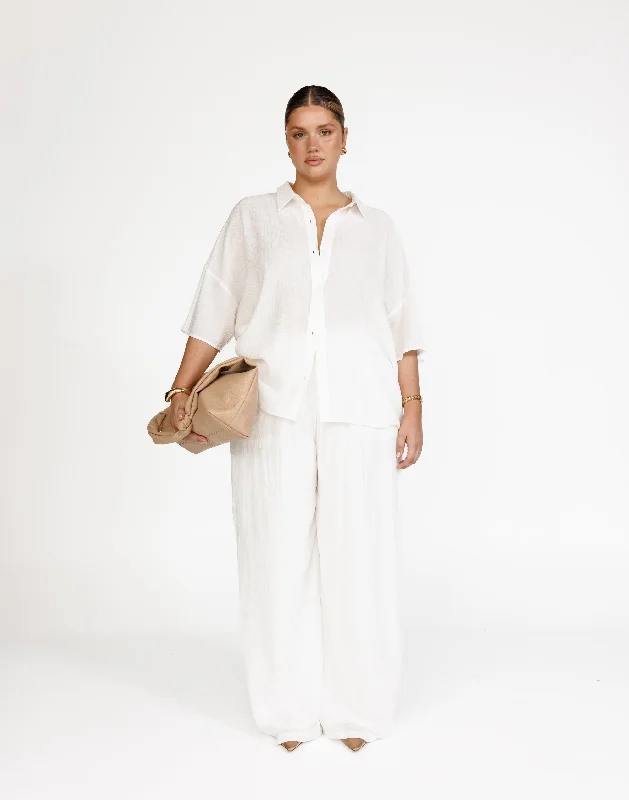 Niesha Pants (White) Relaxed Linen Pants