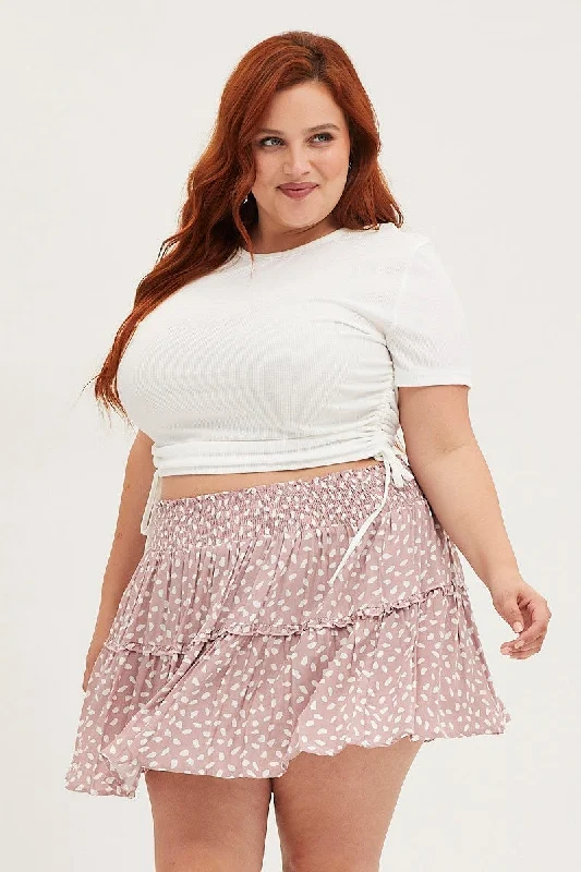 Geo Print Mini Skater Skirt Ruffle Hem lace skirt elegant