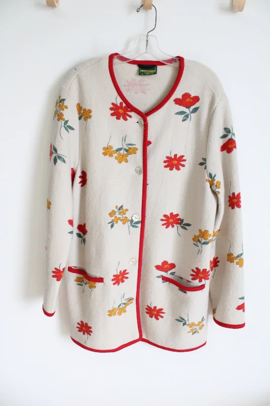 Geiger Collectors Cream Red Floral Wool Jacket | 48 V-Neck Jacket Boat Neck Jacket Square Neck Jacket Geiger Collectors Cream Red Floral Wool Jacket | 48 V-Neck Jacket Boat Neck Jacket Square Neck Jacket