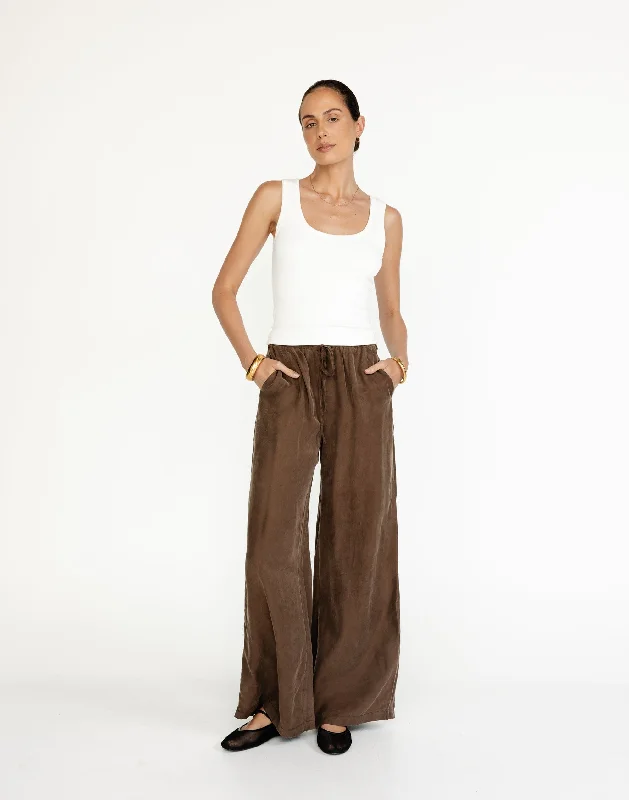 Kendall Pants (Cocoa) Stylish Paperbag Waist Pants
