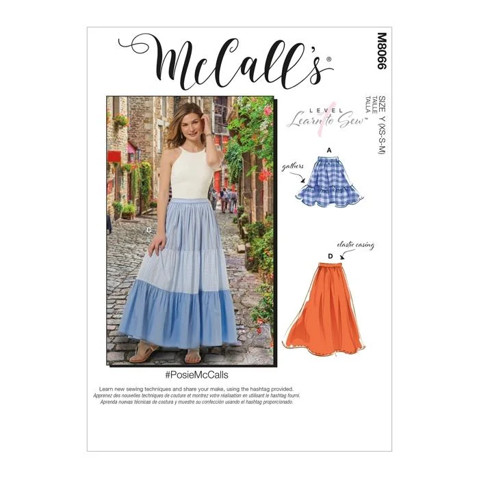 McCall's Pattern M8066 Misses' Pull-On Gathered Skirts with Tier and Length Variations silk skirt luxurious McCall's Pattern M8066 Misses' Pull-On Gathered Skirts with Tier and Length Variations silk skirt luxurious