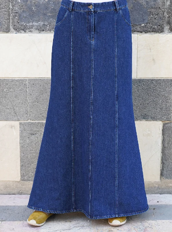 Denim Twill Pocketed Skirt velvet skirt plush