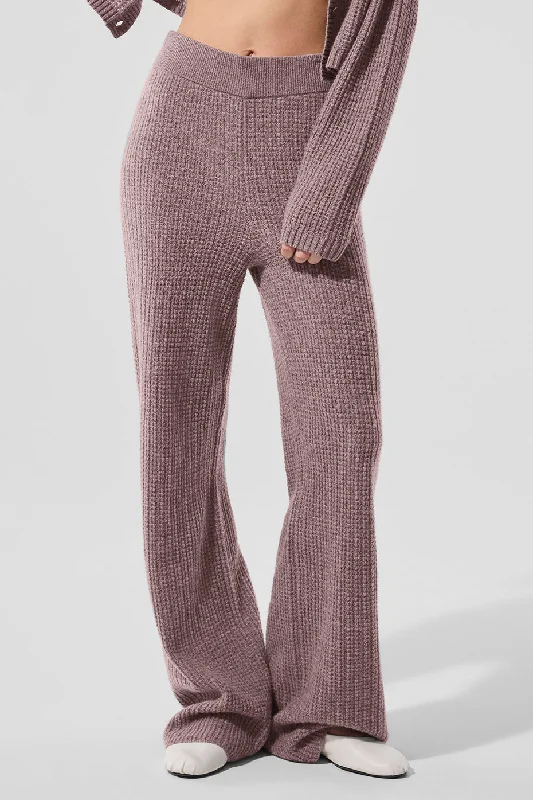 Cashmere High-Waist Plush Waffle Pant - Mushroom Heather Formal Slim Pants
