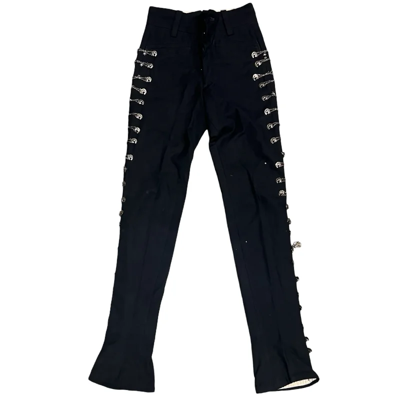 Vintage Wool Charro Mariachi Boot Cut Pants (27x38) Trendy High-Waist Trousers