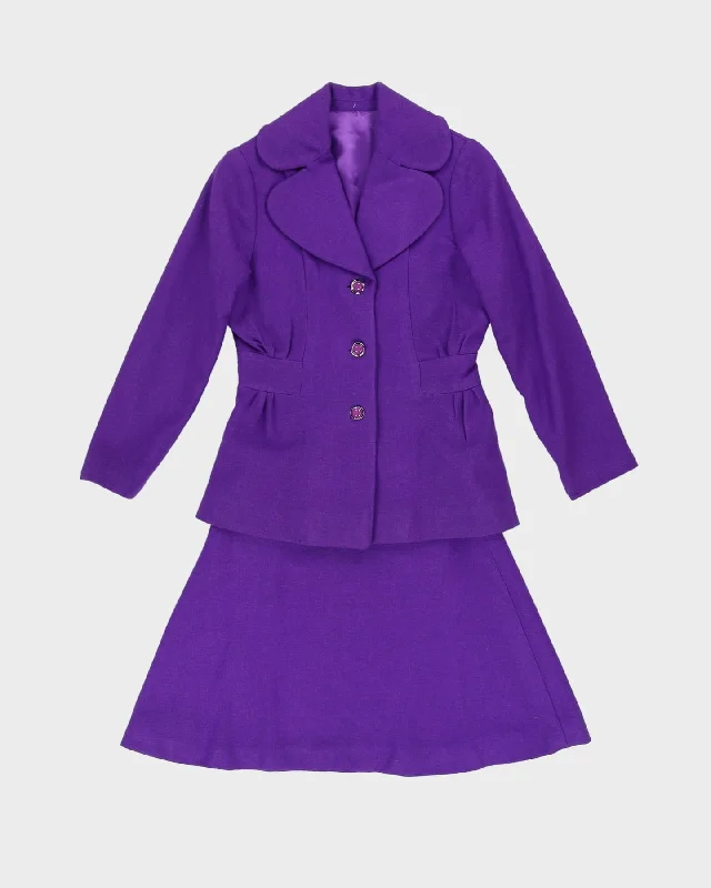 1970s Purple 2 Piece Jacket And Skirt Set - XXS Herringbone Jacket Houndstooth Jacket Plaid Jacket 1970s Purple 2 Piece Jacket And Skirt Set - XXS Herringbone Jacket Houndstooth Jacket Plaid Jacket