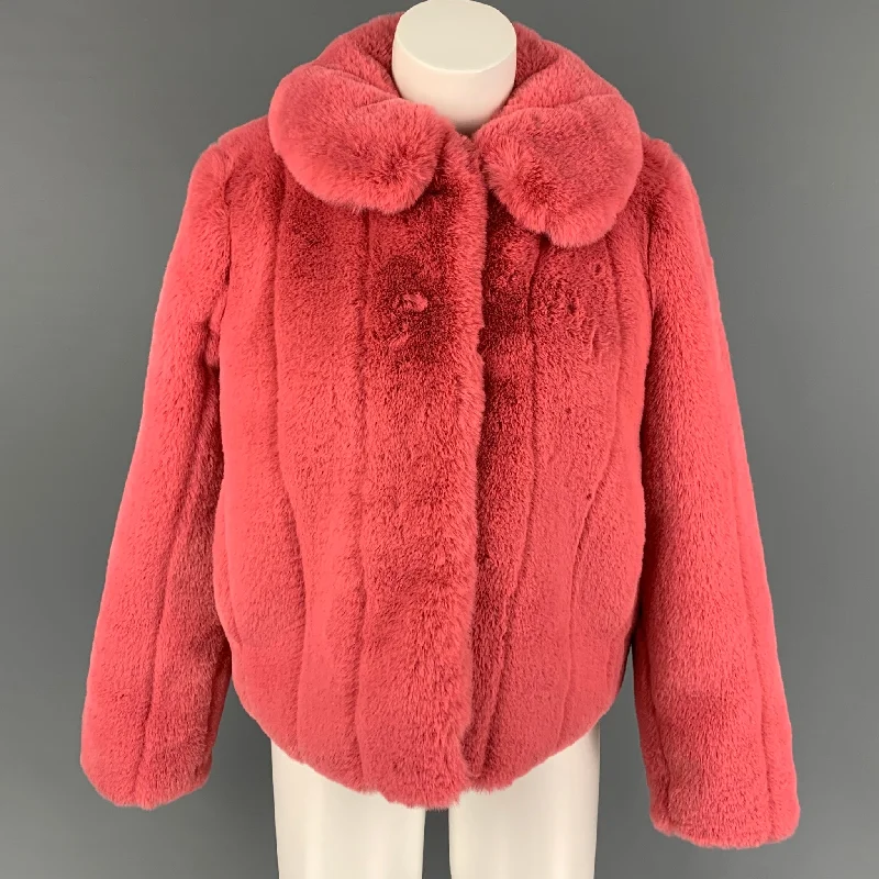 ALICE + OLIVIA Size XS Pink Polyester Textured Faux Fur Jacket Faux Fur Jacket Real Fur Jacket Shearling Jacket ALICE + OLIVIA Size XS Pink Polyester Textured Faux Fur Jacket Faux Fur Jacket Real Fur Jacket Shearling Jacket