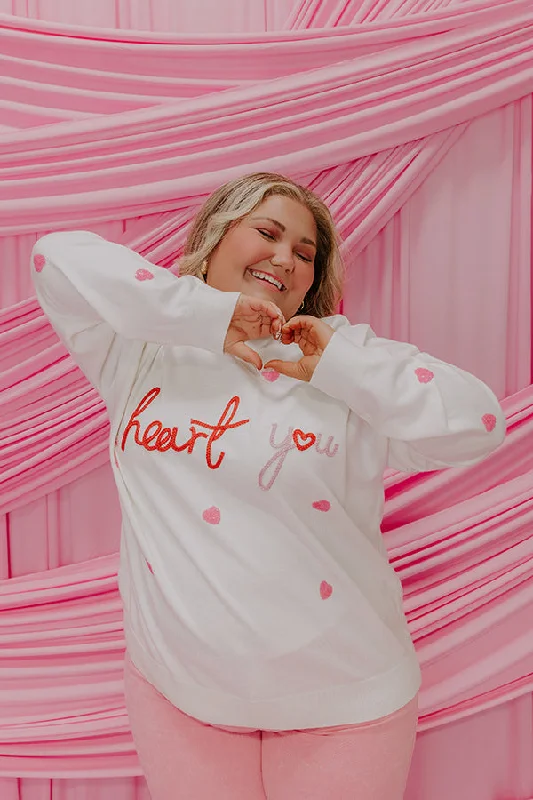 I Heart You Embroidered Sweater Curves Terry Blend Velvet Blend Canvas Blend