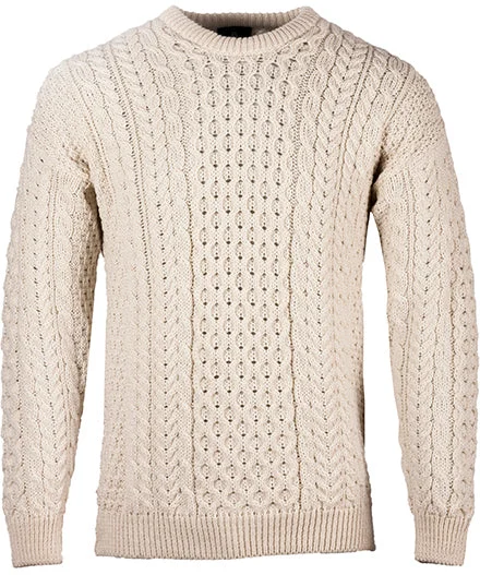 Traditional Unisex Crew Sweater in Natural High Neck Crew Neck V-Neck