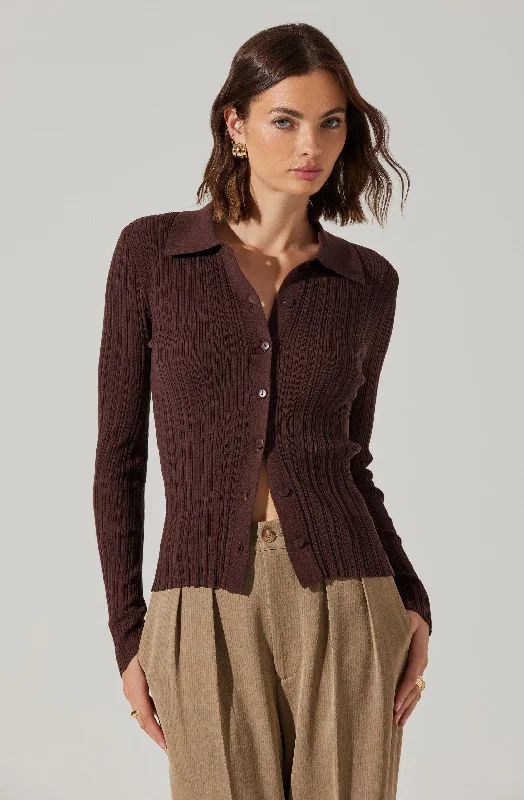 Eliot Collared Button-Up Sweater Modern Contemporary Chic