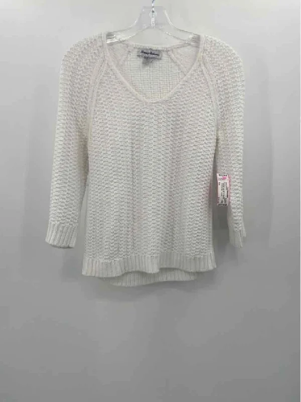 Pre-Owned Tommy Bahama White Size XXS Sweater Ribbed Striped Patterned