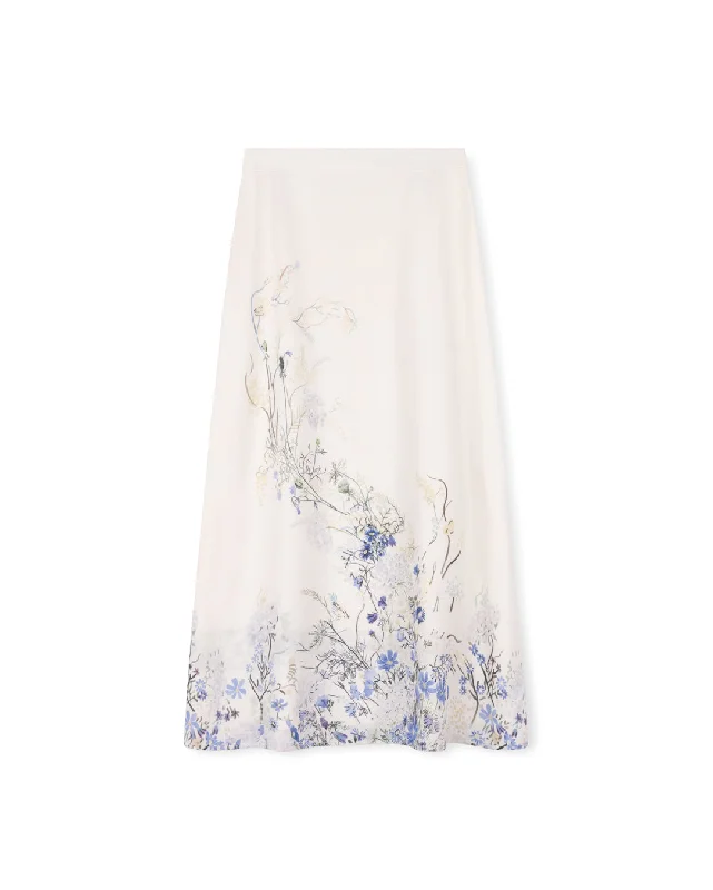 Molger Linen Floral Printed Skirt wool skirt sturdy