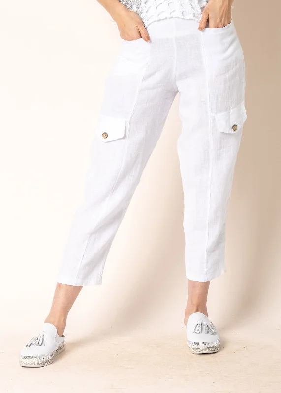Clover Linen Pants in White Formal Wide-Leg Pants