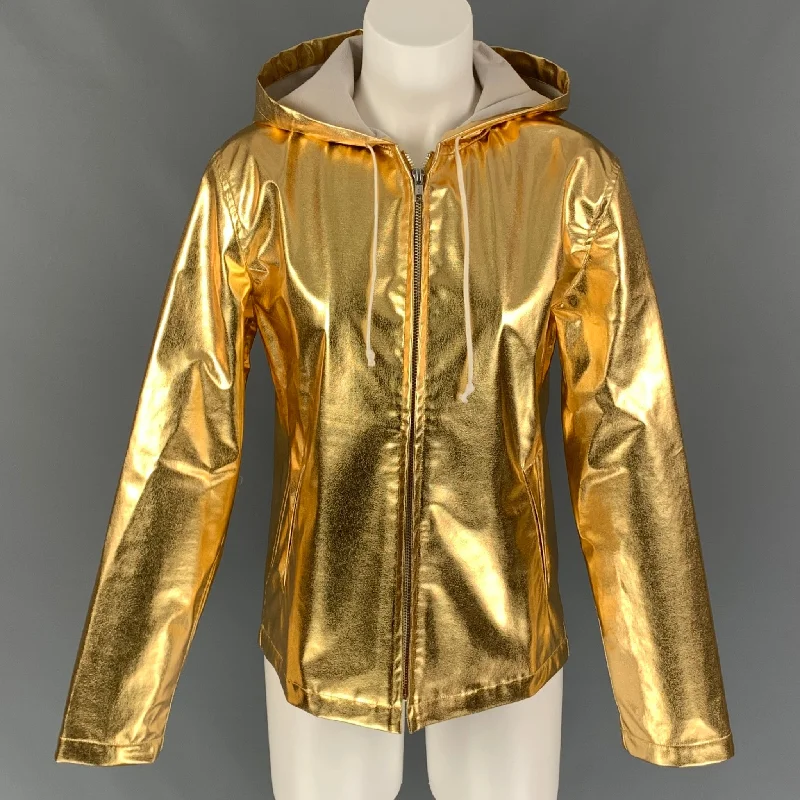 COMME des GARCONS BLACK Size M Gold Polyester Metallic Zip Up Jacket Print Jacket Jacquard Jacket Patchwork Jacket COMME des GARCONS BLACK Size M Gold Polyester Metallic Zip Up Jacket Print Jacket Jacquard Jacket Patchwork Jacket
