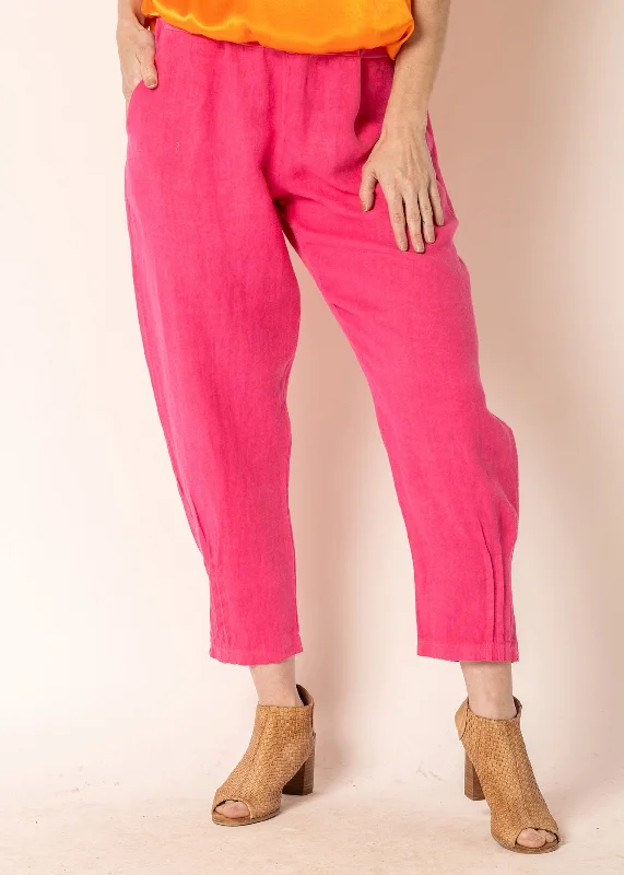 Daizy Linen Pants in Raspberry Sorbet Lightweight Jogger Pants