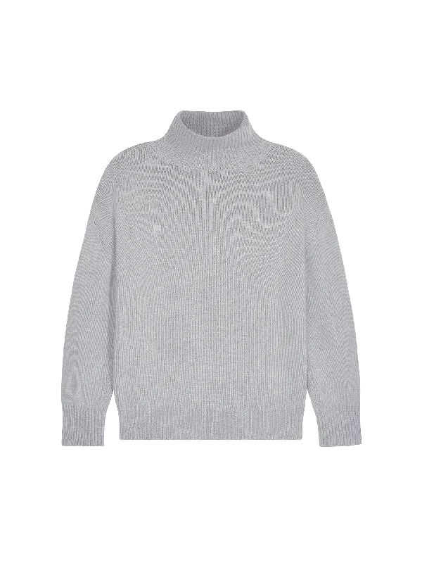 Men's Recycled Cashmere Turtleneck Sweater—grey marl Lightweight Heavyweight Midweight