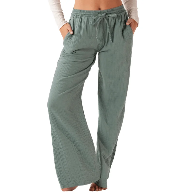 Sage Cotton Cabana Pants Trendy Wide-Legged Trousers