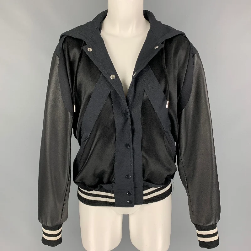 MAISON MARGIELA 2018 Size 2 Black White Polyester Blend Cut Out Jacket Corduroy Jacket Velvet Jacket Brocade Jacket MAISON MARGIELA 2018 Size 2 Black White Polyester Blend Cut Out Jacket Corduroy Jacket Velvet Jacket Brocade Jacket