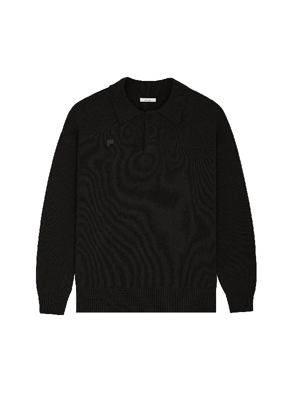 Mens DNA Recycled Cashmere Polo Sweater—black Boxy Sweater Fitted Sweater A-Line