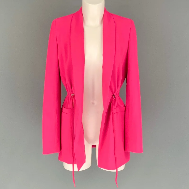 ALICE + OLIVIA Size XS Pink Polyester Solid Shawl Collar Jacket Welt Pockets Slit Pockets Flap Pockets ALICE + OLIVIA Size XS Pink Polyester Solid Shawl Collar Jacket Welt Pockets Slit Pockets Flap Pockets