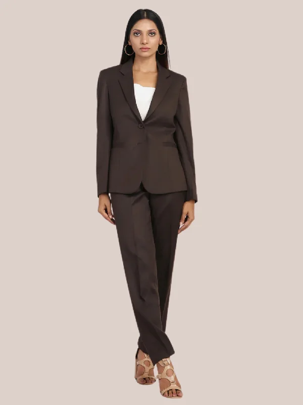 Poly Cotton Pant Suit - Chocolate Brown Comfortable Jogging Pants