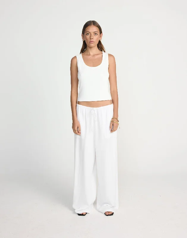 Amee Linen Pants (White) Modern Skinny Pants