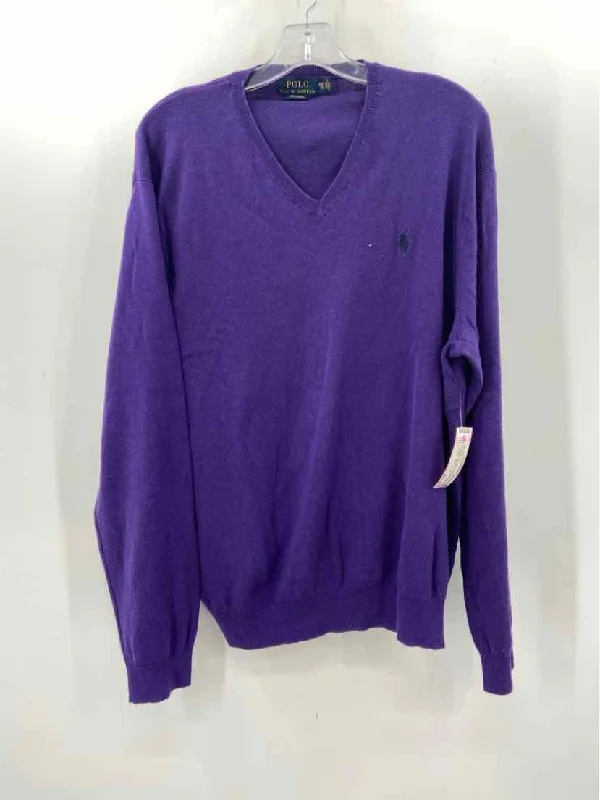 Pre-Owned Polo Ralph Lauren Purple XXL Men's Sweater Polka Dot Checkered Tartan