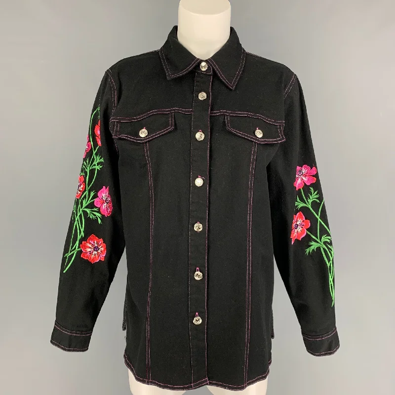 BOB MACKIE Size S Black Multi-Color Cotton Jacket Hooded Jacket Caped Jacket Shawl Collar Jacket BOB MACKIE Size S Black Multi-Color Cotton Jacket Hooded Jacket Caped Jacket Shawl Collar Jacket