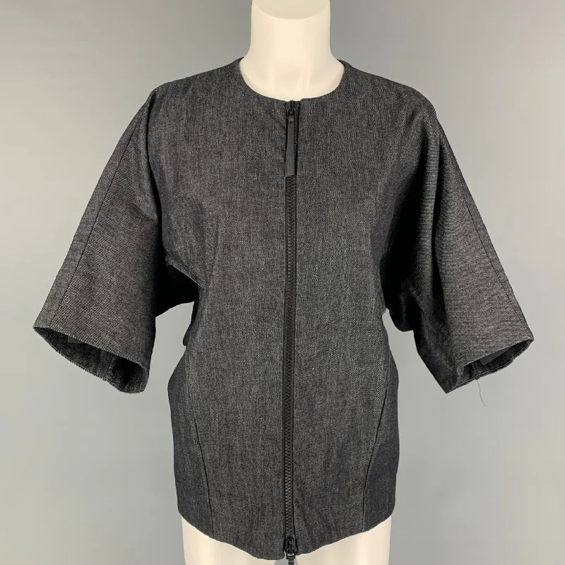 MARNI Size 0 Indigo Cotton Dolman Sleeve Jacket Snapped Jacket Toggled Jacket Drawstring Jacket MARNI Size 0 Indigo Cotton Dolman Sleeve Jacket Snapped Jacket Toggled Jacket Drawstring Jacket