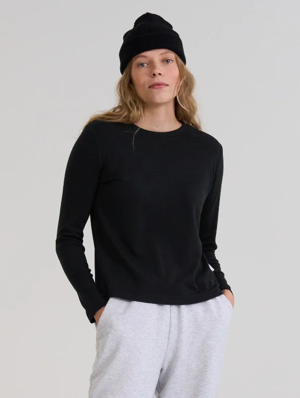 Raisa Merino Sweater Black Ribbed Striped Patterned