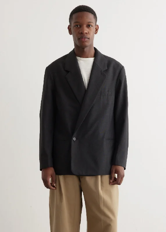 Maxi Double Breasted Jacket Oversized Jacket Tailored Jacket Straight Jacket